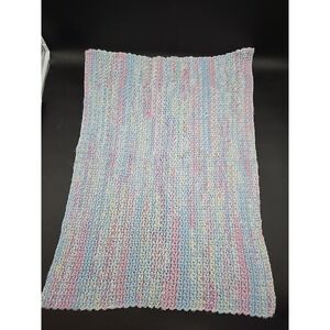 Handmade Crocheted Baby Afghan Blanket Throw  Lap 27x 20 Pastel Blue Pink Soft